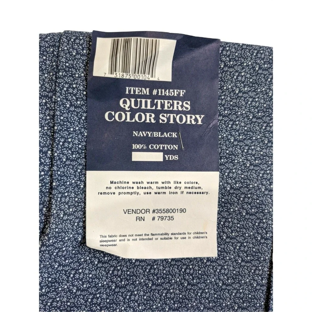 Quilters Color‎ Story Navy Blue Floral Cotton Fabric 2.5 Yards 44